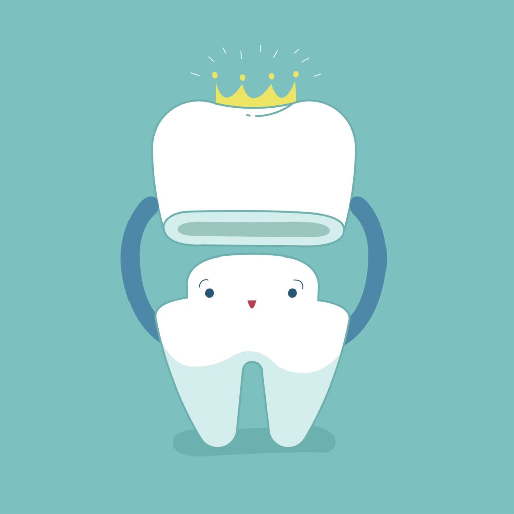 Illustration of a tooth wearing a crown